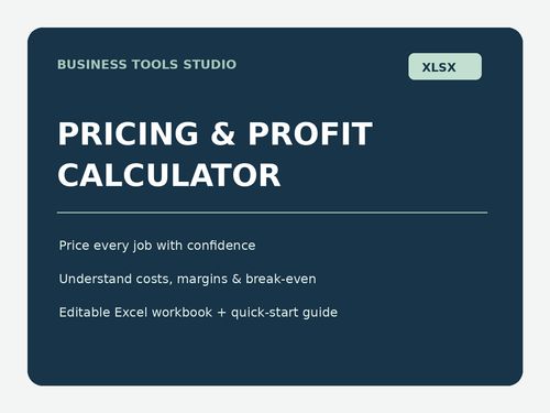 Service Business Pricing and Profit Calculator digital spreadsheet cover
